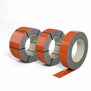 Лента оцинкованная с полимерным покрытием полиэстер (штрипс) 1,0мм RAL 2010 Сигнальный оранжевый